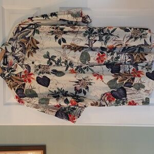 Jogal Mens Casual Hawaiin Tropical Rain Forest Men's Button Down Shirt Size XXL